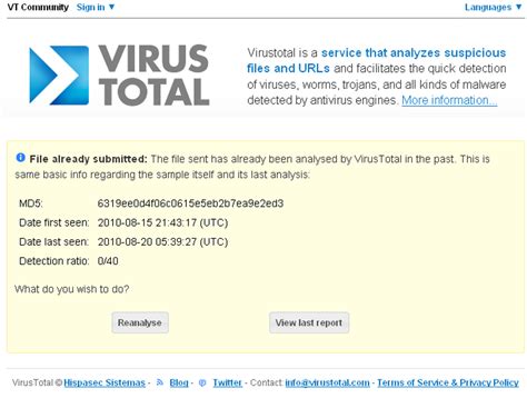 virusotal|VirusTotal .